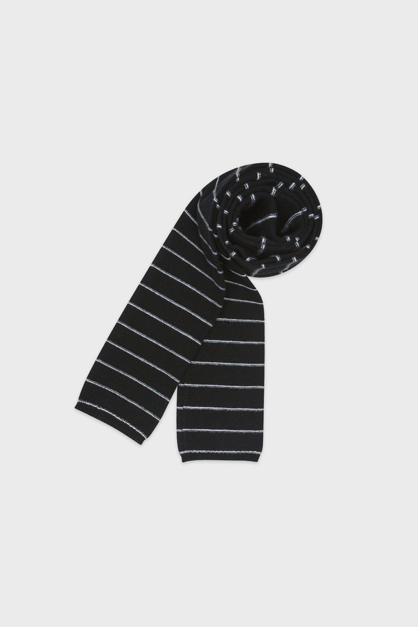 KNITLY - 스카프/머플러 - [24F/W] Super Fine Wool Stripe Muffler (Black)