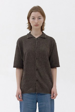 [24S/S] [Women] Textured Paper Half Shirt (Khaki/Brown)