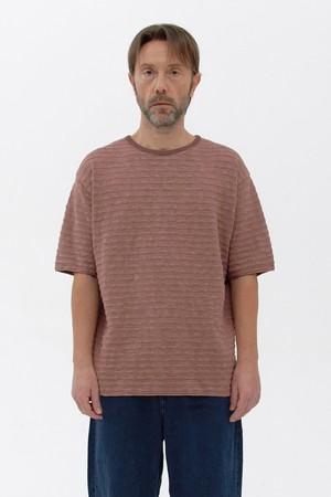 [24S/S] [Men] Slub Stripe Knit T-Shirt (Dusty pink)