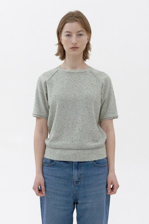 [24S/S] [Women] Nep Knit Half Sweatshirt (Light grey)