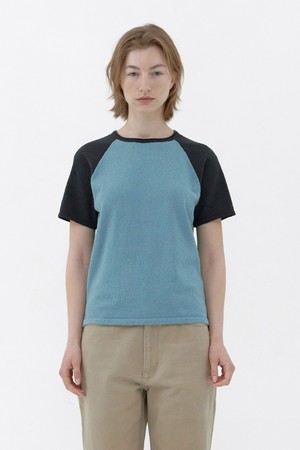 [24S/S] [Women] Tail Raglan Knit T-Shirt (Turkish Blue/Charcoal)