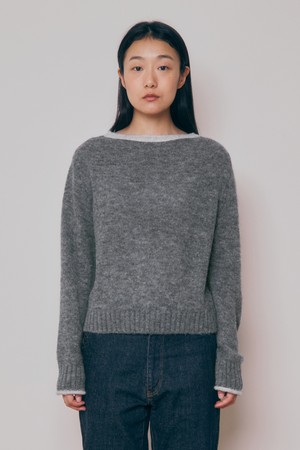 [24F/W] Baby Alpaca Boat Neck Sweater (Grey)