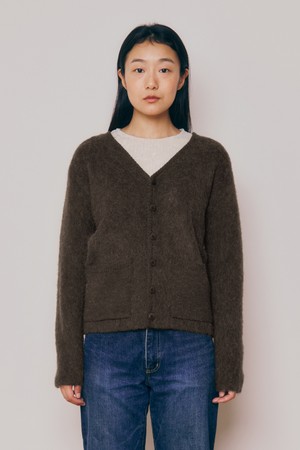 [24F/W] [Women] Brushed Alpaca V-Neck Cardigan (Deep Brown)