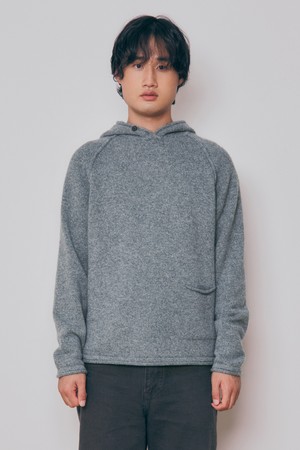 [24F/W] [Men] Super Fine Wool Button Hooded Top (Mint Grey)