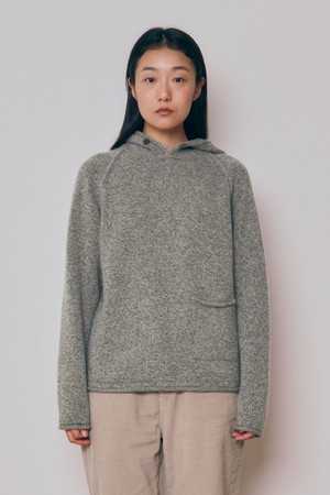 [24F/W] [Women] Super Fine Wool Button Hooded Top (Khaki Beige)