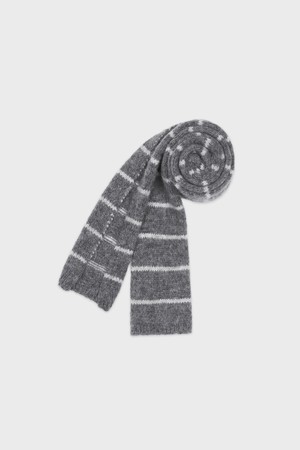 [24F/W] Baby Alpaca Stripe Muffler (Grey)