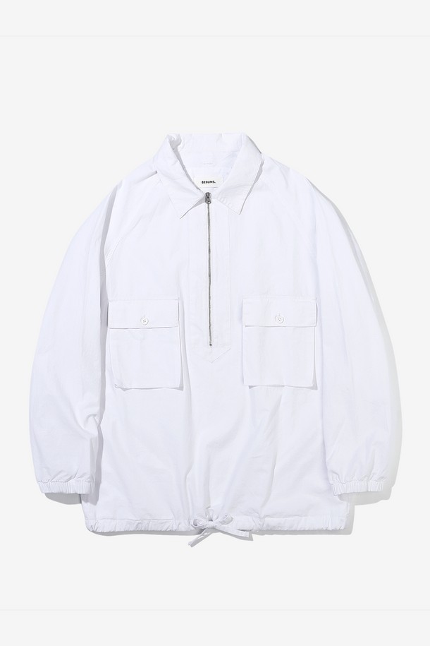 BEBUMS - 캐주얼셔츠 - [BEBUMS] Washed Pullover Shirt (White)