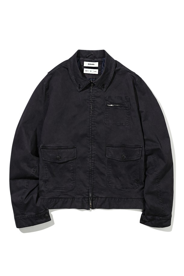 BEBUMS - 수트/블레이저자켓 - [BEBUMS] Garment-Dye Trucker Jacket (Black)