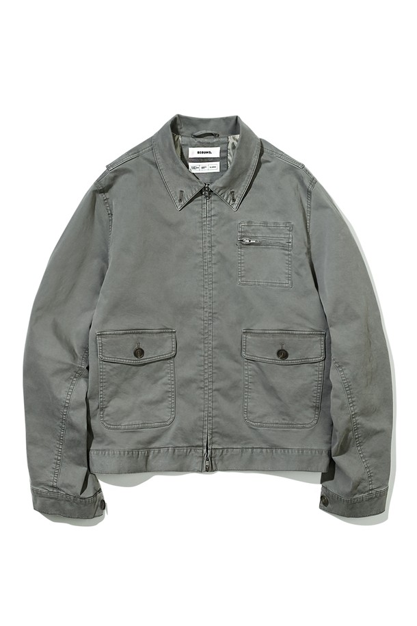 BEBUMS - 수트/블레이저자켓 - [BEBUMS] Garment-Dye Trucker Jacket (Olive)