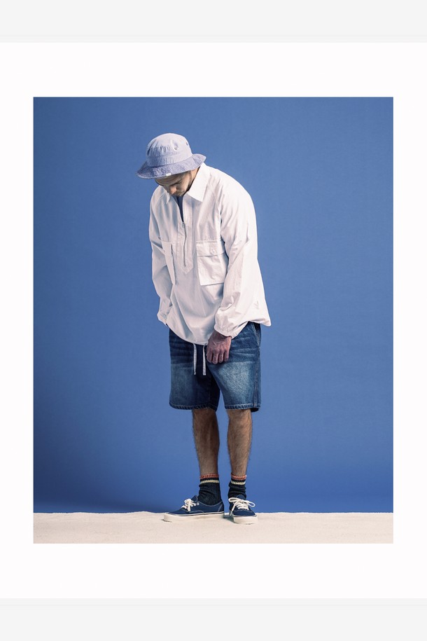 BEBUMS - 캐주얼셔츠 - [BEBUMS] Washed Pullover Shirt (White)