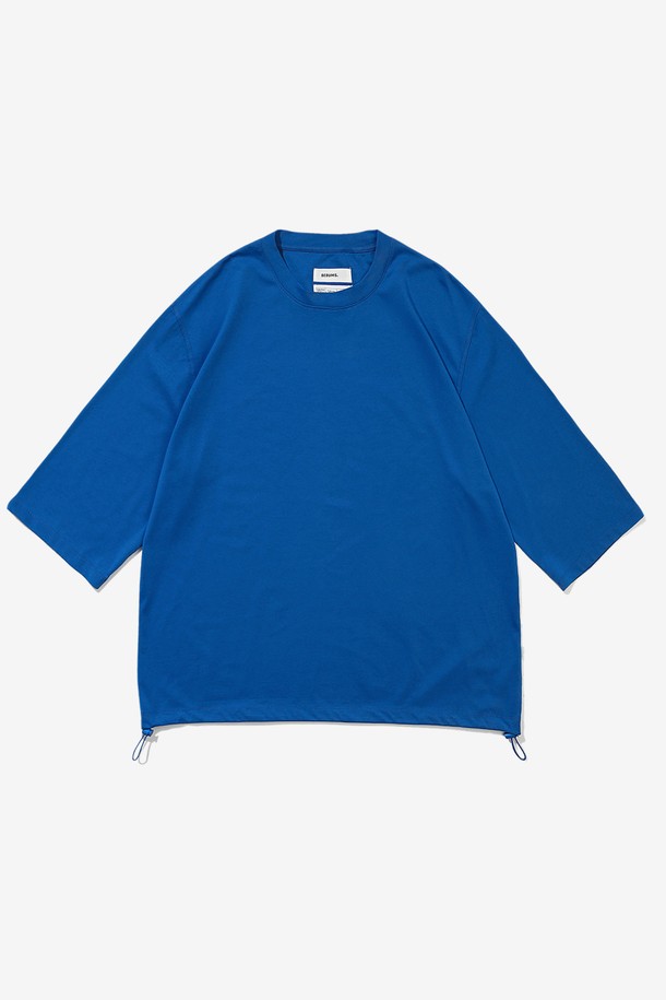 BEBUMS - 반팔티셔츠 - [BEBUMS] Washed Vintage Sweat 3/4 (Blue)