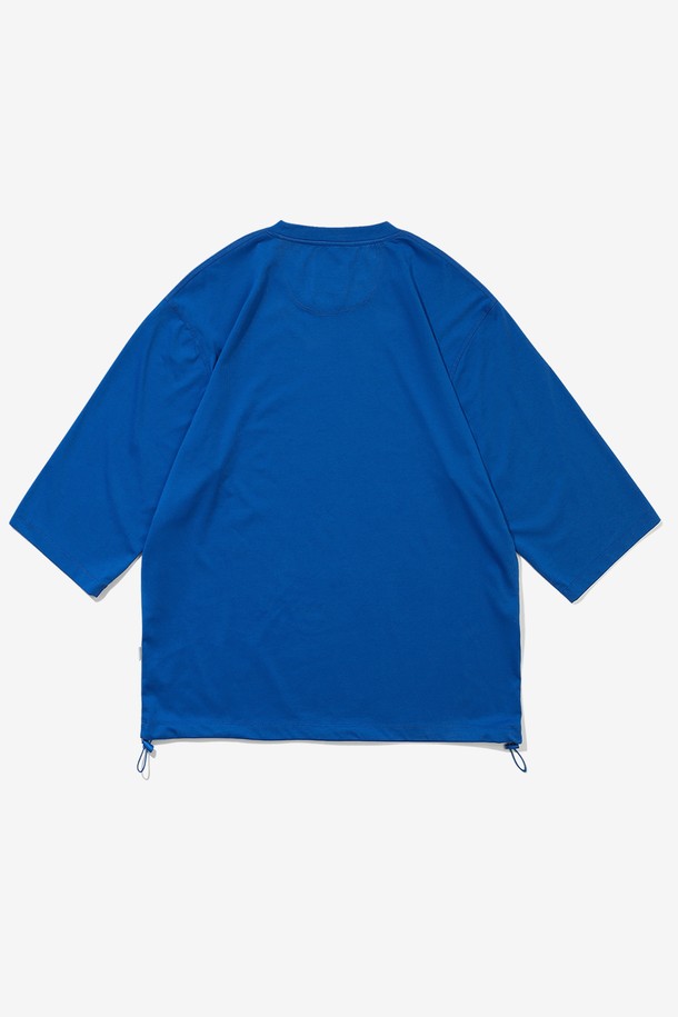 BEBUMS - 반팔티셔츠 - [BEBUMS] Washed Vintage Sweat 3/4 (Blue)