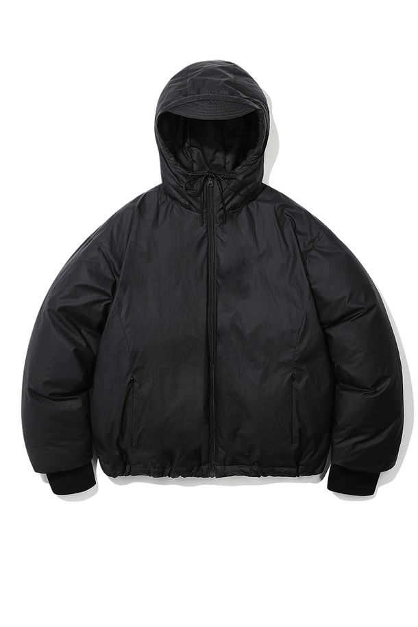 BEBUMS - 다운/패딩 - [BEBUMS] Paper Wax Coating down jumper (Black)