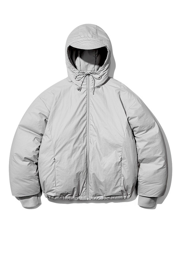 BEBUMS - 다운/패딩 - [BEBUMS] Paper Wax Coating down jumper (Snow Gray)