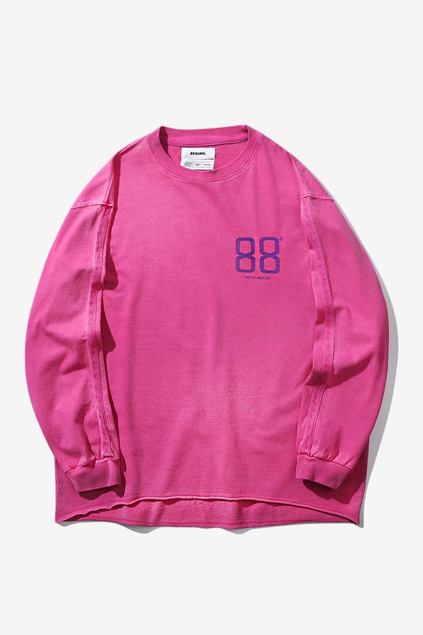 BEBUMS - 스웨트셔츠 - [BEBUMS] 88 Track Dyed Long Crop Sleeve (Pink)