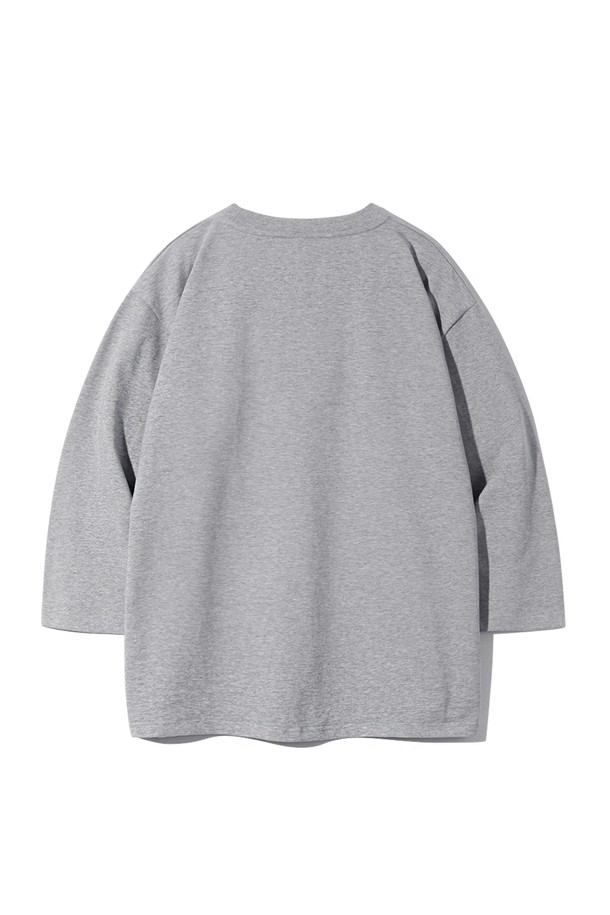 BEBUMS - 스웨트셔츠 - [BEBUMS] Silket cotton 3/4 T-Shirt (Melange Grey)