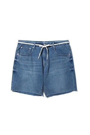 [BEBUMS] Vintage Crop Denim Shorts (Light blue)