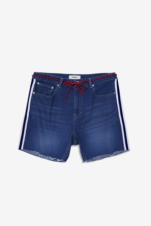 Classic Track Crop Denim Shorts (Blue)