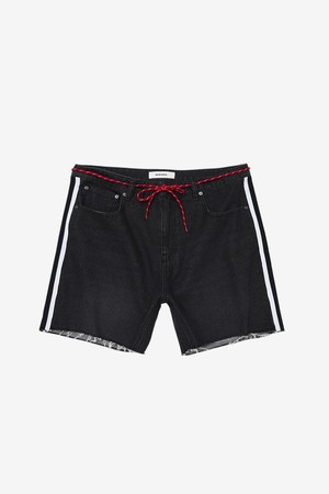 Classic Track Crop Denim Shorts (Black)