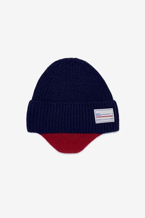 Wool Covered Beanie (Navy Red)