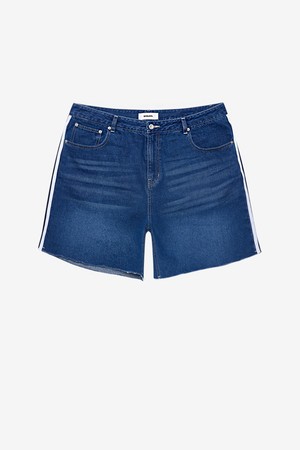 Vintage Track Crop Denim Shorts (Blue)
