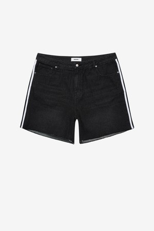 Vintage Track Crop Denim Shorts (Black)