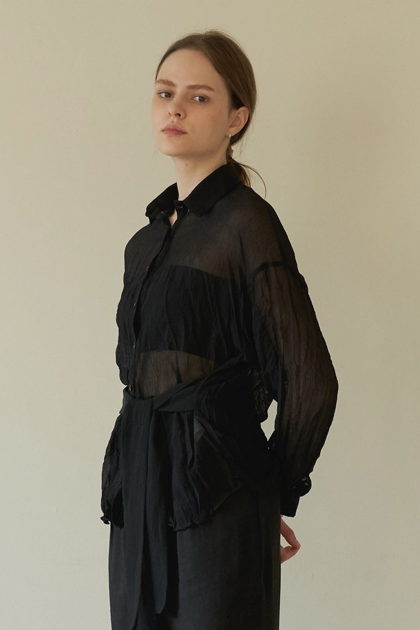 OFT - 블라우스 - [20SS] chiffon crinkle blouse_black