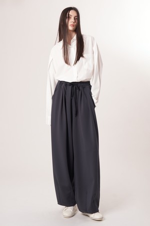 AU52PT39 더블 테크 와이드 팬츠_다크그레이