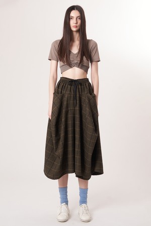 AW52PT34 윈터체크 테크플레어 팬츠_다크브라운