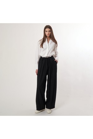 AU52PT07_레트로 스트라이프 와이드팬츠_블랙