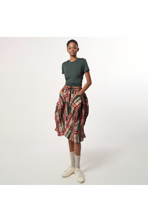 AW61PT07_크링클 체크 테크플레어 팬츠_딥그린