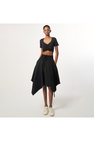 AW61SK03_패널 드레이프 스커트_블랙