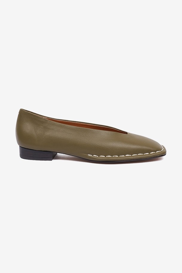 NEUTE - 플랫 - [NEUTE] 20mm Freja Hand Stitch Loafer Shoes (OLIVE)