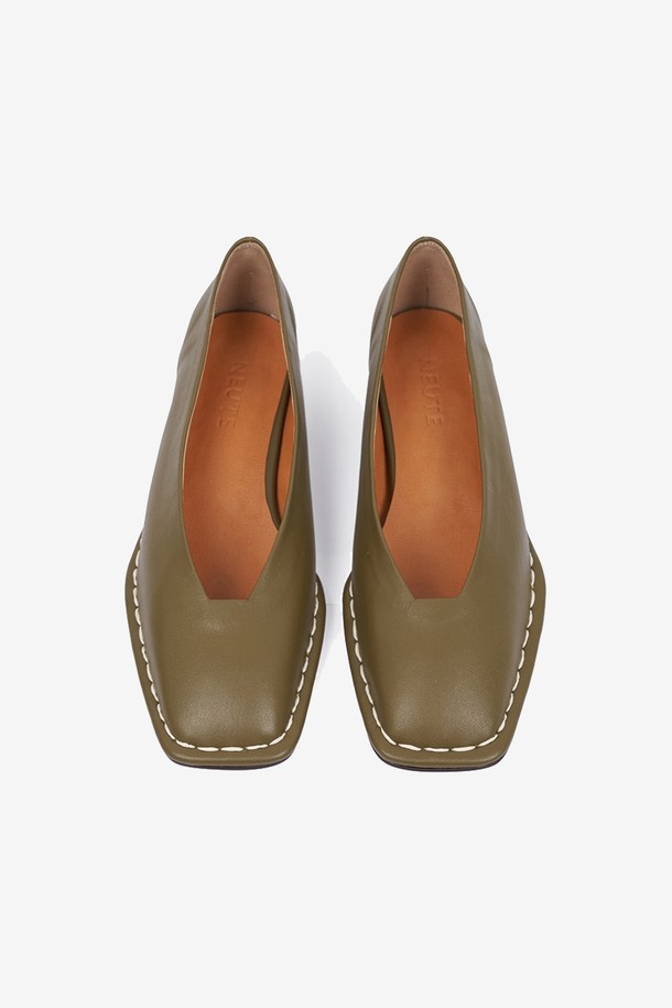 NEUTE - 플랫 - [NEUTE] 20mm Freja Hand Stitch Loafer Shoes (OLIVE)