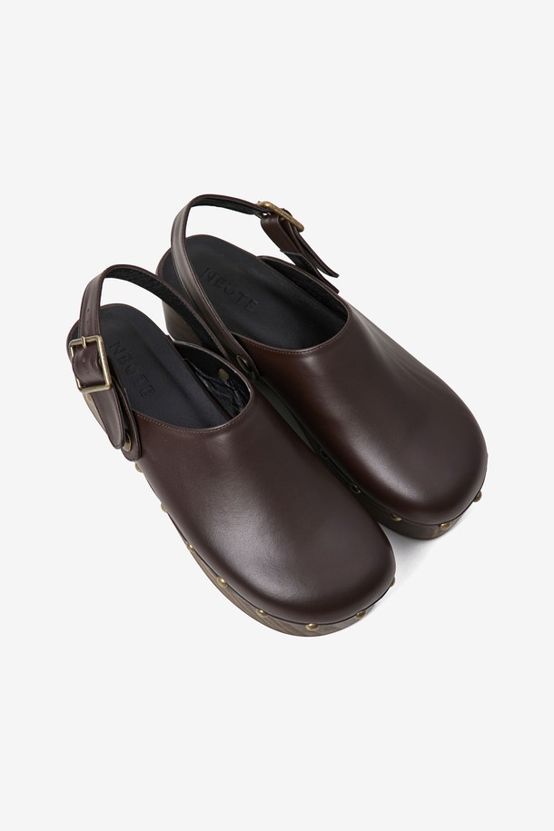 NEUTE - 슬리퍼/뮬 - [NEUTE] 60mm Valentina Leather Clog Mule (Brown)