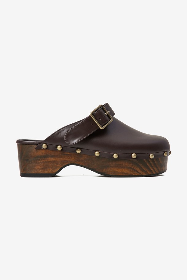 NEUTE - 슬리퍼/뮬 - [NEUTE] 60mm Valentina Leather Clog Mule (Brown)