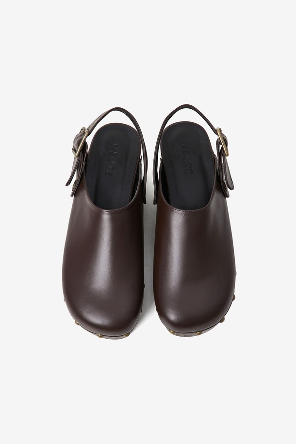 NEUTE - 슬리퍼/뮬 - [NEUTE] 60mm Valentina Leather Clog Mule (Brown)