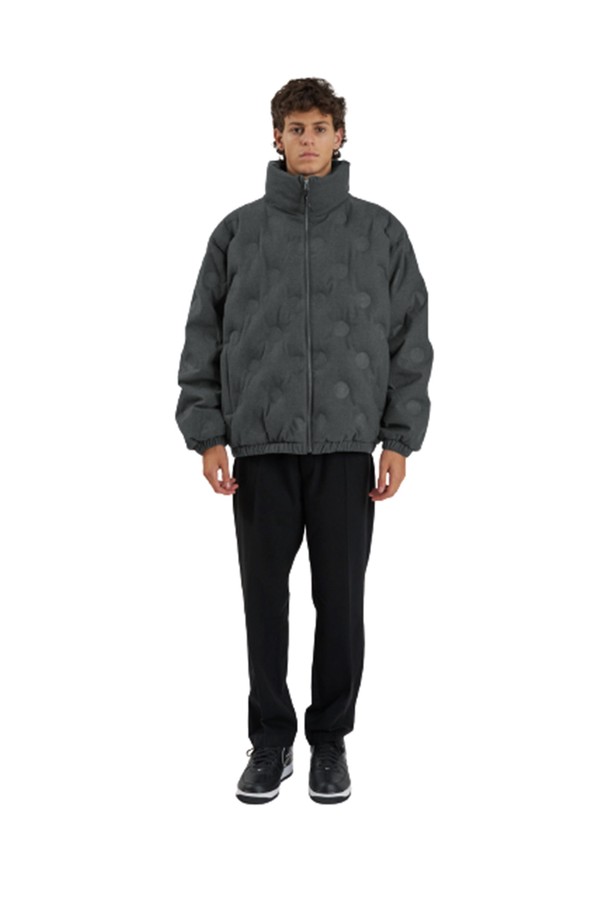 GOALSTUDIO - 다운/패딩 - CIRCLE EMBO WOOLIKE RDS DOWN JACKET - DARK GRAY