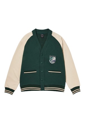 FC VARSITY CARDIGAN - GREEN/MELANGE GREY