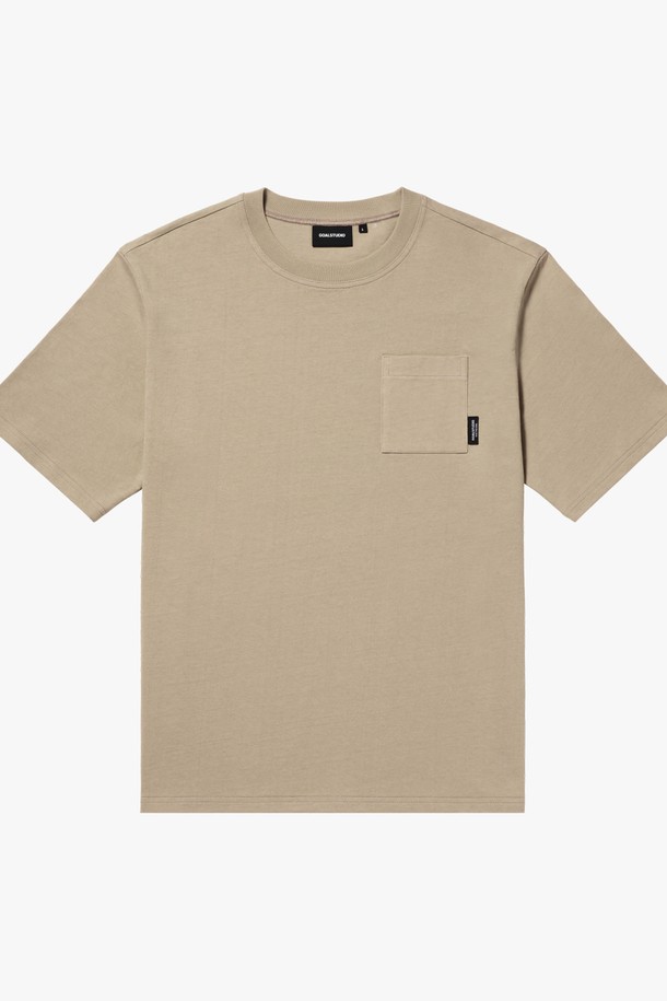 GOALSTUDIO - 반팔티셔츠 - BIG LOGO POCKET TEE - BEIGE