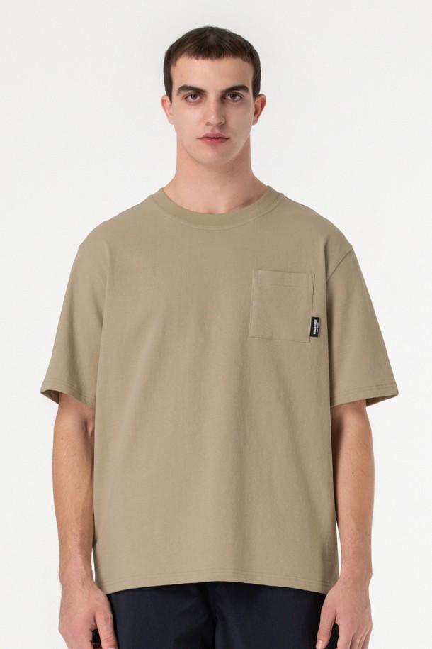 GOALSTUDIO - 반팔티셔츠 - BIG LOGO POCKET TEE - BEIGE