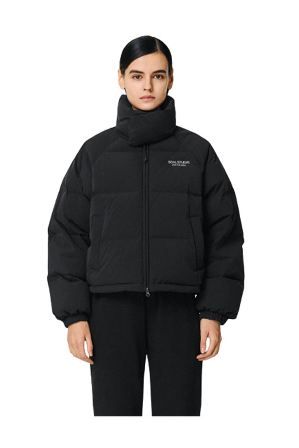 GOALSTUDIO - 패딩 - WOMEN`S CROPPED STRETCH DOWN JACKET - BLACK/BROWN/IVORY