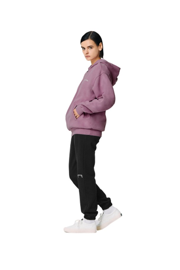 GOALSTUDIO - 후디 - STONE WASHED HALF ZIP-UP HOODIE - PURPLE/LIGHT BEIGE