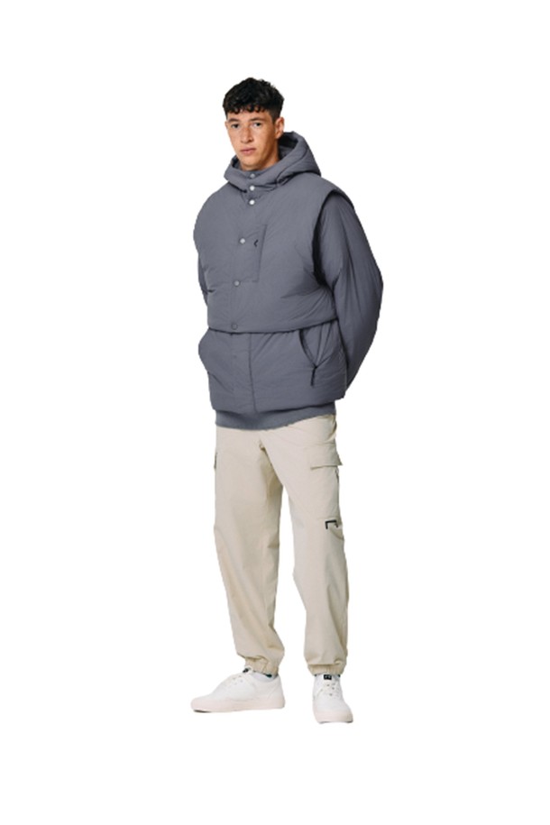 GOALSTUDIO - 다운/패딩 - 3IN1 PADDING VEST/JACKET SET - BEIGE/DARK GREY