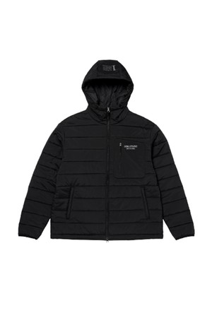 HOODED PADDING JACKET - BLACK/LIGHT BEIGE