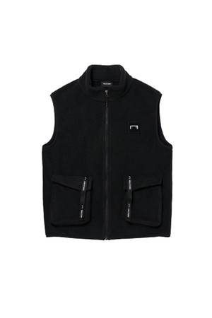 LOGO TAPE MICRO FLEECE VEST - BLACK/IVORY