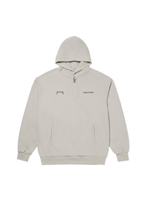 STONE WASHED HALF ZIP-UP HOODIE - PURPLE/LIGHT BEIGE