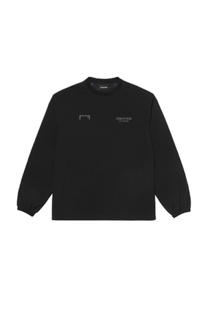 WOVEN CREW NECK PULLOVER - BLACK/DARK GREY/LIGHT BEIGE