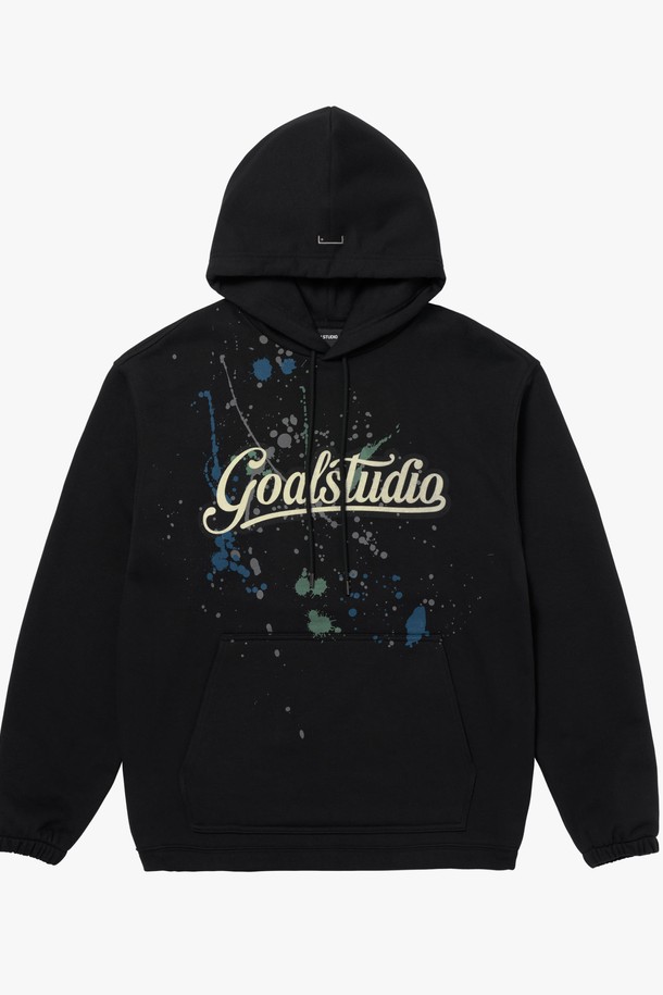 GOALSTUDIO - 긴팔티셔츠 - SCRIPT LOGO HOODIE-BLACK