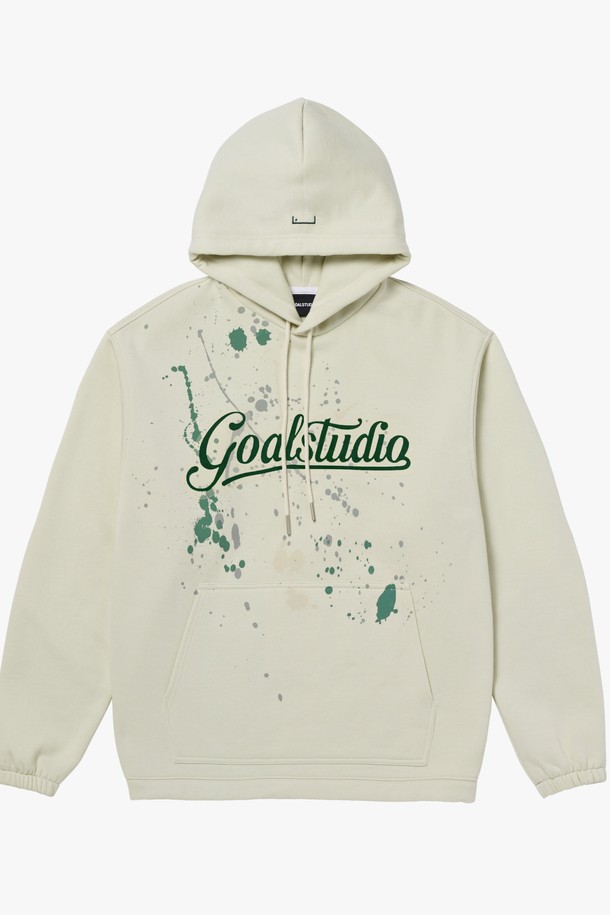 GOALSTUDIO - 긴팔티셔츠 - SCRIPT LOGO HOODIE-LIGHT BEIGE